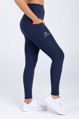 Sweat Resistant Activewear, high waisted statement navy full length tights, high waisted full length leggings, Idea Athletic Australia