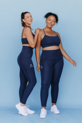 Sweat Resistant Activewear, high waisted statement navy full length tights, high waisted full length leggings, Idea Athletic Australia