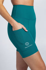 Sweat Resistant Activewear, high waisted teal bike shorts, high waisted bike shorts, Idea Athletic Australia