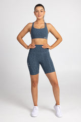 blue leopard print high waisted bike shorts-sweat resistant activewear-idea athletic australia