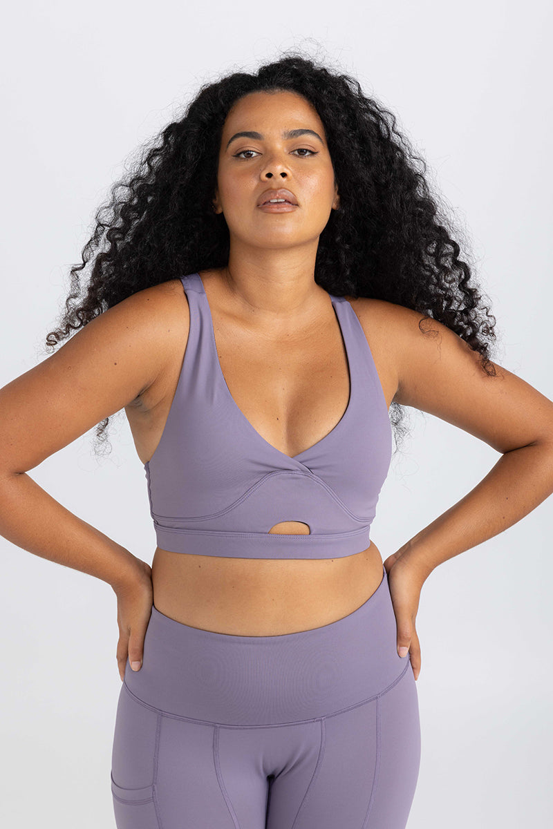 Cross Back, Key Hole Crop - Twilight Lavender | Sweat resistant activewear by Idea Athletic Australia