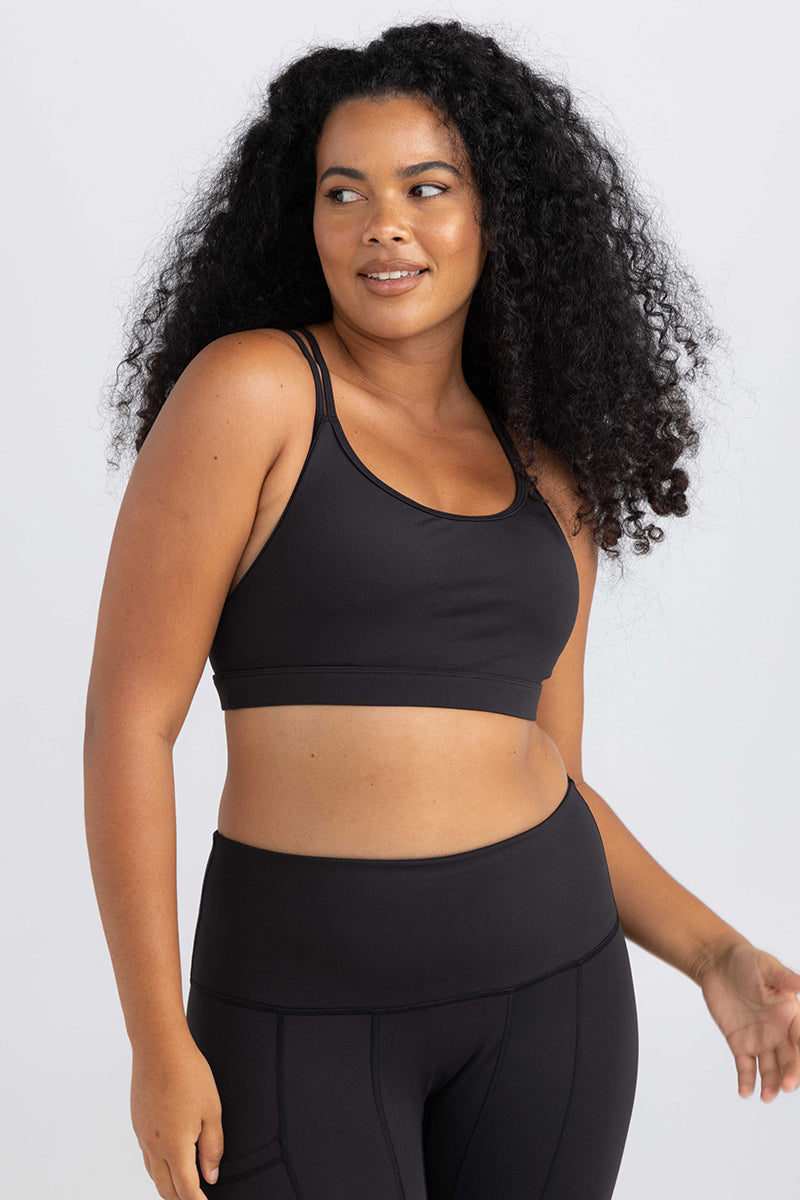 invisiSweat Strappy Back Crop - Charcoal Black (Final Sizes)