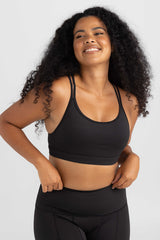 invisiSweat Strappy Back Crop - Charcoal Black (Final Sizes)