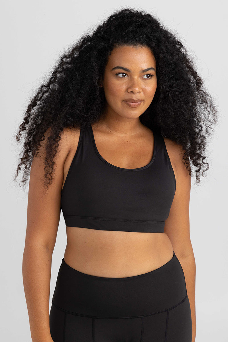 invisiSweat Classic Racer Back Crop - Charcoal Black (Final Sizes)