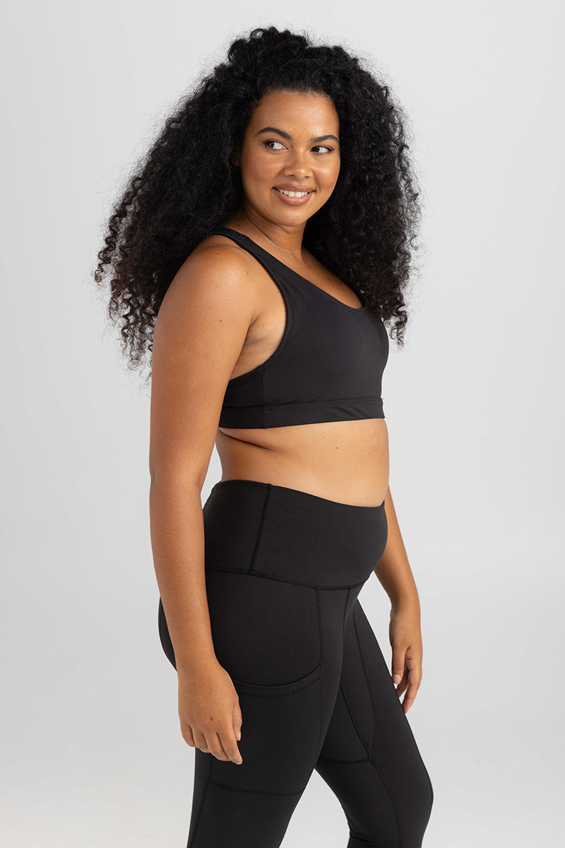 invisiSweat Classic Racer Back Crop - Charcoal Black (Final Sizes)