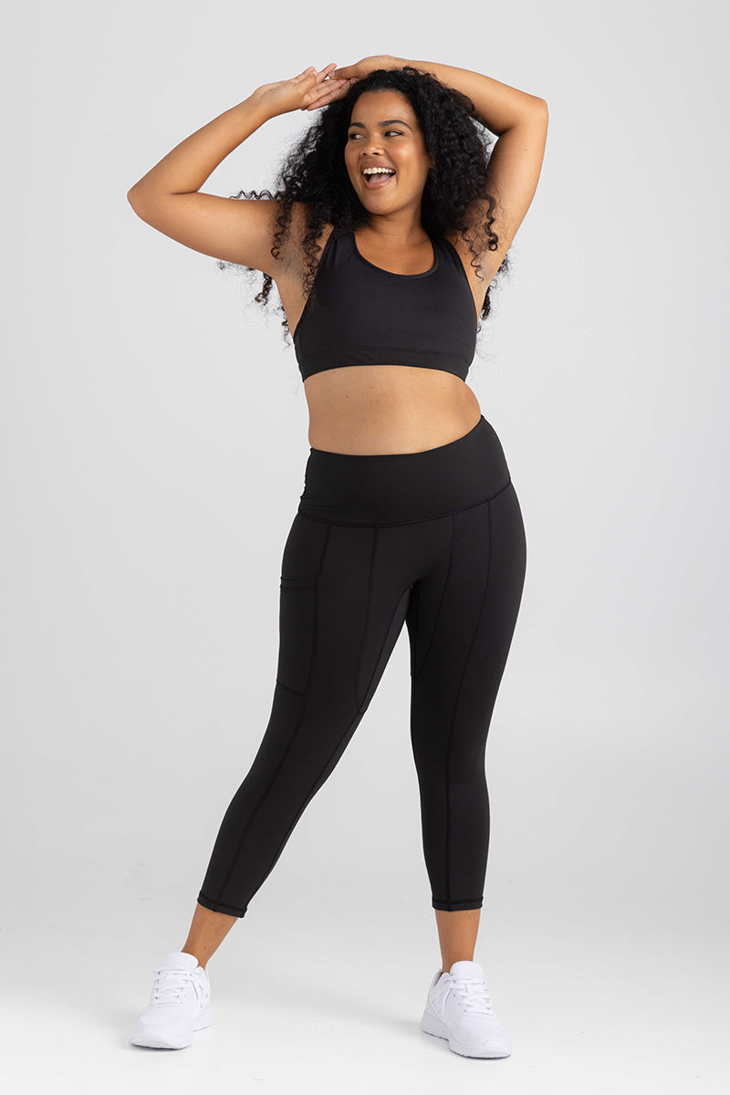 invisiSweat Classic Racer Back Crop - Charcoal Black (Final Sizes)